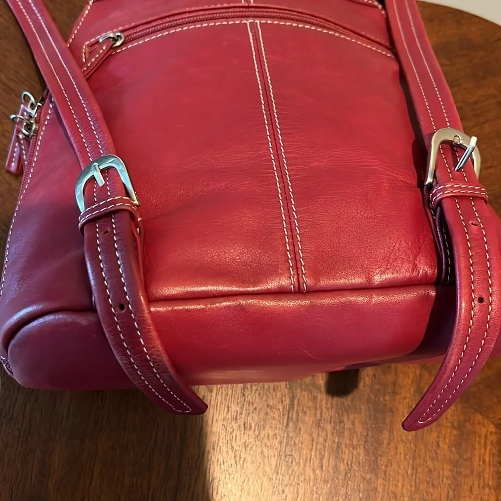 Tignanello  Backpack Mini  bag  genuine leather  Red wear as sling back  10” EUC